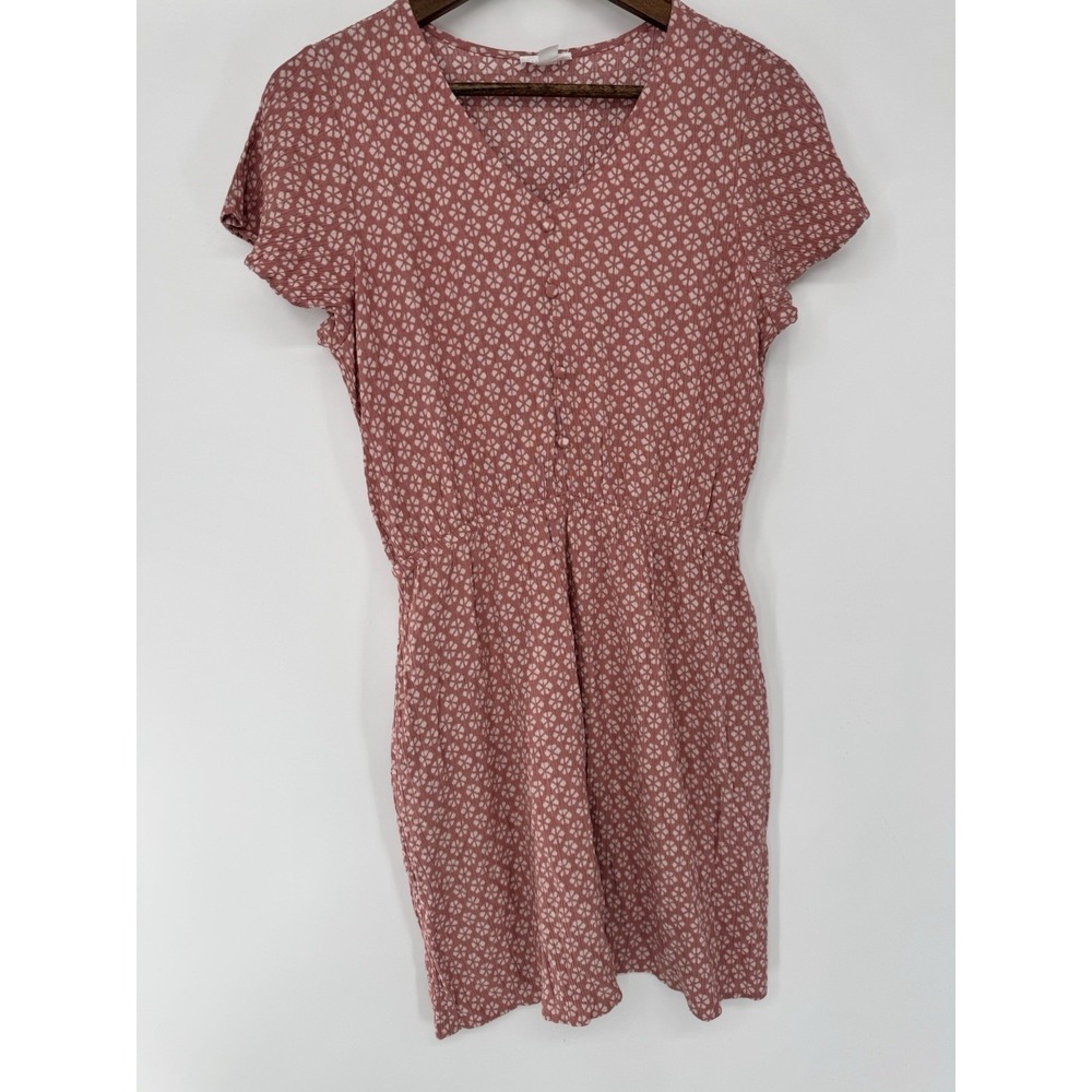 Market & Spruce Pink‎ Floral Dress Ruffle Tiered Flounce Boho Cottagecore S